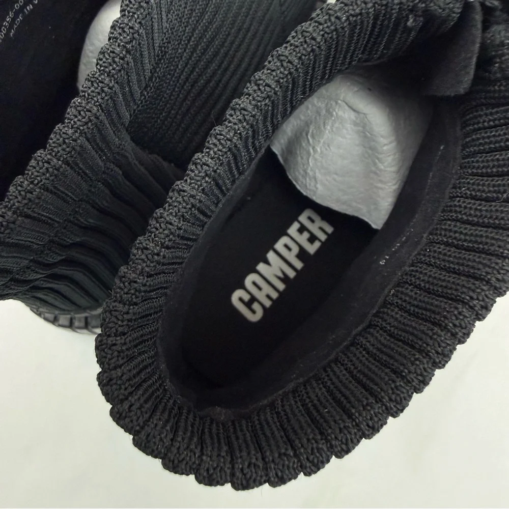 Camper Pix Ribbed Tencel Lyocell Ankle Boots Black